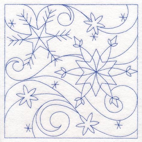 Winter Quilting - Snowflake (Double Run) Snowflake Quilts, Christmas Stitchery, Embroidery Quilts, Sew Blankets, Quilt Stencils, Machine Quilting Pattern, Ruler Quilting, Christmas Quilting Projects, Hand Quilting Patterns