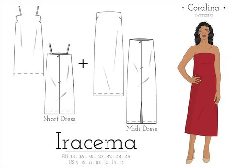 Strapless Column Dress PDF Sewing Pattern Sizes 4-16 EU - Etsy UK Strapless Dress Pattern Sewing, Strapless Dress Sewing Pattern, Strapless Dress Pattern, Pattern Making Software, Sewing Things, Sewing Instructions, Knit Pencil Skirt, Clothes Sewing, Column Dress