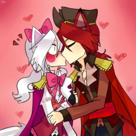 Mangle X Foxy, Fnaf Ship, Foxy X Mangle, Mangle Fnaf, Pocky Sticks, Pole Bear, Cute Fnaf, Foxy And Mangle, Fnaf Ships