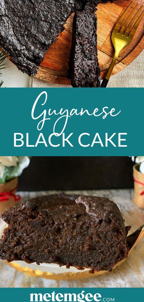 Guyanese Black Cake is a rich, dense and moist cake. It is made with rum soaked fruits and a dark sugar caramel gives it its signature black color. It is traditionally made at Christmas and for weddings. Black Cake Recipe, Guyanese Recipes, Rum Cake Recipe, Black Cake, Coconut Pie, Boozy Desserts, Fruitcake Recipes, Christmas Weddings, Rum Cake