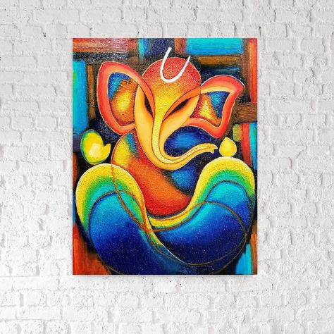 Abstract Ganesha Painting Modern Ganesha on Canvas indian - Etsy Abstract God Painting, Abstract Ganesha Art Modern, Modern Art Paintings Abstract Acrylics, Ganesha Painting Acrylics, Canvas Indian Art, Abstract Ganesha Painting, Acrylic Painting Indian, Ganesha Canvas Painting, Modern Ganesha