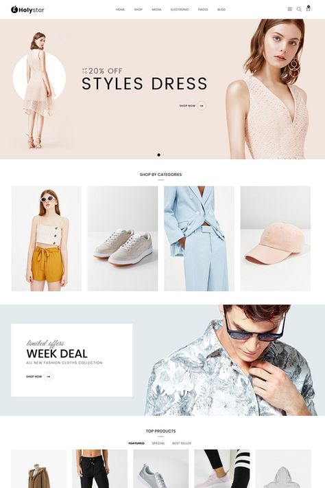 Holyster - Fashion WooCommerce Theme Fashion Web Design, Fashion Website Design, Online Store Design, Fashion Poster Design, Fashion Banner, Dropshipping Store, Fashion Layout, Theme Template, Ad Fashion