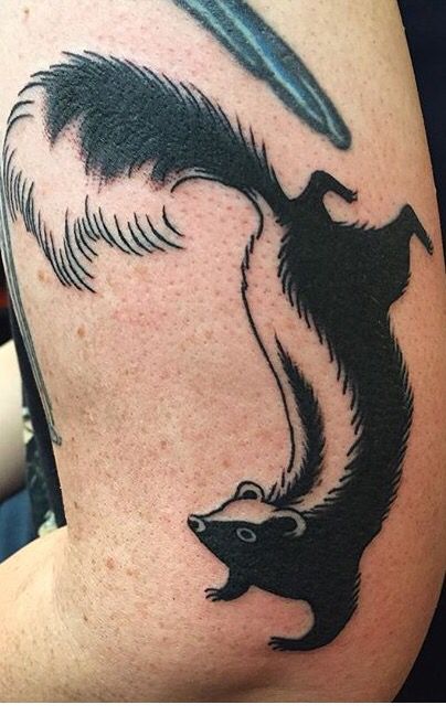 Skunk tattoo Skunk Tattoo Simple, Skunk Tattoo, Skunk Drawing, Tattooed Woman, Daffodil Tattoo, Single Line Tattoo, Sick Tattoo, Animal Illustration Art, Future Job