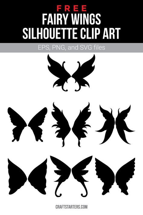 Diy Dark Fairy Wings, Fairy Artificer, Fairy Wings Template, Fairy Wing Designs, Dark Fairy Wings, Black Fairy Wings, Wing Silhouette, Diy Butterfly Costume, Pixie Design