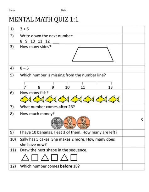 Grade One Math Worksheets for Studying | Learning Printable Year 2 Maths Worksheets, Writing Linear Equations, Mental Maths Worksheets, Mental Maths, Worksheets For Class 1, Math Olympiad, Math Practice Worksheets, First Grade Math Worksheets, Calendar Math