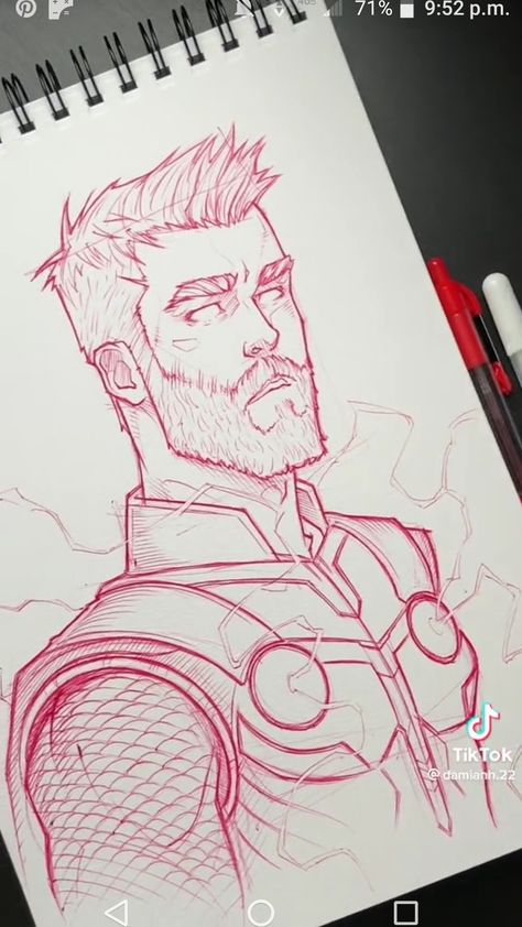 Marvel Heroes Drawing Sketch, Thor Art Draw, Thor Drawing Sketches, Avenger Sketch, Avengers Drawings Sketches, Marvel Drawings Sketches, Marvel Art Drawings Sketch, Thor Sketch, Iron Man Sketch