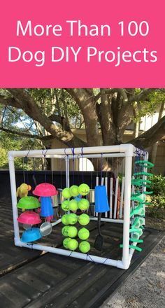 Outdoor Dog Toy Storage, Dog Yard Ideas Play Areas, Dog Playground Backyard Diy, Puppy Play Area, Dog Playground Backyard, Dog Stuff Organization, Dog Backyard Playground, Things For Your Dog, Dog Diy Projects