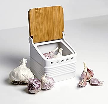 RSVP International White Stoneware Kitchen Collection, Stoneware Garlic Keeper, 4.5x4x4.5 : Amazon.ca: Home Garlic Keeper, How To Store Garlic, Garlic Storage, Garlic Crusher, Garlic Head, Garlic Bulb, Long Shelf, Kitchen Tops, Kitchen Products