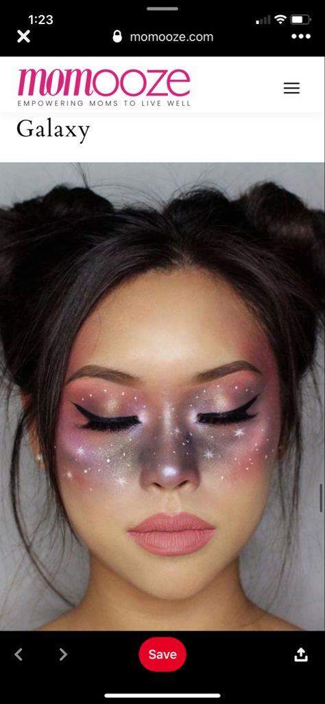 Easy Space Makeup Looks, Outer Space Costume Ideas, Space Themed Costumes Women, Night Goddess Costume, Space Theme Dress, Space Makeup Looks Easy, Easy Space Makeup, Full Moon Costume, Space Theme Costume Women