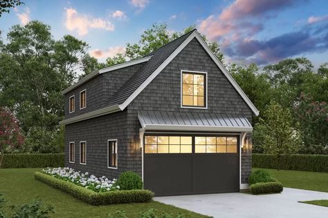 Detached Garage with ADU Potential or Storage - 270033AF | Architectural Designs - House Plans Garage With Adu, Adu Layout, Roof Accents, Garage Homes, Detached Garage Designs, Garage With Living Quarters, Garage Plans With Loft, Garage Apartment Plan, Garage Guest House