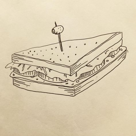 Quick hand drawn sandwich illustration. Ham or chicken? Mayonnaise Illustration, Sandwiches Illustration, Chicken Sandwich Drawing, Club Sandwich Drawing, Sandwich Drawing Simple, Panini Illustration, Sandwich Sketch, How To Draw A Sandwich, Bread Illustration Design