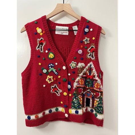 Marisa Christina The Christmas Collection 1998 Red Vintage Vest Size S Petite Holiday Vest Outfit, Vintage Christmas Sweater Outfit, Christmas Vest Outfit, Outfit With Vest, Christmas Knits, Christmas Sweater Outfits, Holiday Vest, Ugly Christmas Sweater Vest, Sweater Vest Outfit