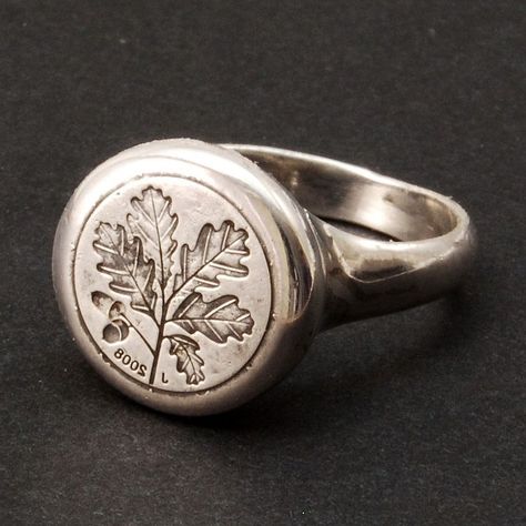 Coin Rings, Seal Ring, Simple Ring, Coin Ring, Oak Leaf, Jewelry Inspo, Ring Silver, Signet Ring, Cute Jewelry