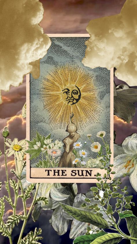 Vintage Tarot Aesthetic, The Sun Tarot Card Aesthetic, Sun Tarot Wallpaper, Tarot Cards Aesthetic Vintage, Tarot Wallpaper Iphone Aesthetic, The Sun Tarot Card Wallpaper, Tarot Aesthetic Wallpaper, Tarot Card Wallpaper Aesthetic, Tarot Vs Oracle