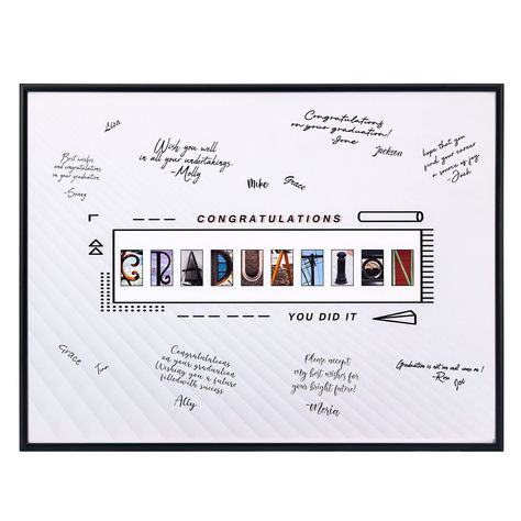 GraduatePro Graduation Decorations Signature Board Guest Book Alternative 12x16 Congrats Grad Party Supplies Gift Black Canvas Wall Decor Living Room, Photo Collage Ideas, Signature Board, Canvas Collage, Theme Pictures, Wish You Well, Collage Ideas, Hanging Picture Frames, Guest Book Alternative