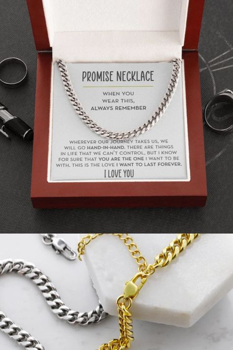 Necklace Gift For Boyfriend, Promise Chain For Him, Men Birthday Gift Basket Ideas, Promise Necklace For Boyfriend, Stainless Steel Chain Link Necklace, Chain For Boyfriend, Necklace For Him, Boyfriend Necklace, Boyfriend Gift Basket