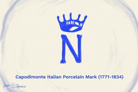 Making Sense of Capodimonte Porcelain Marks: Capodimonte Crown over Neopolitan N Mark Porcelain Marks, Capodimonte Porcelain, Pottery Makers, Visual Dictionary, Antique Pottery, Pottery Marks, Crystal Glassware, Vintage Italian, Craft Videos