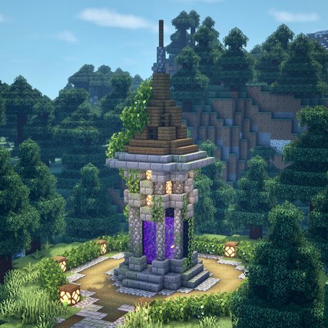 Nether Portal Design, Minecraft Fountain, Minecraft Portal, Nether Portal, Minecraft Starter House, Portal Design, Bangunan Minecraft, Minecraft Cottage, Easy Minecraft Houses