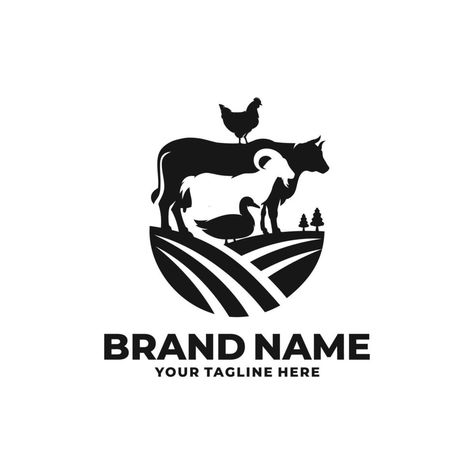 Farm animal logo vector Livestock Logo Design, Poultry Farm Logo, Farm Animal Logo Design, Farm Logo Design Ideas, Goat Farm Logo, Goat Farm Logo Design, Farm Logo Design Branding, Agro Logo, Farm Logos Ideas Graphics