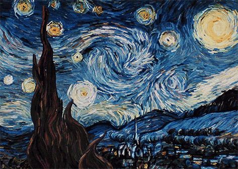 فنسنت فان جوخ, Gif Art, Night Gif, Arte Van Gogh, The Starry Night, Van Gogh Paintings, Van Gogh Art, Gothic Architecture, Art Plastique