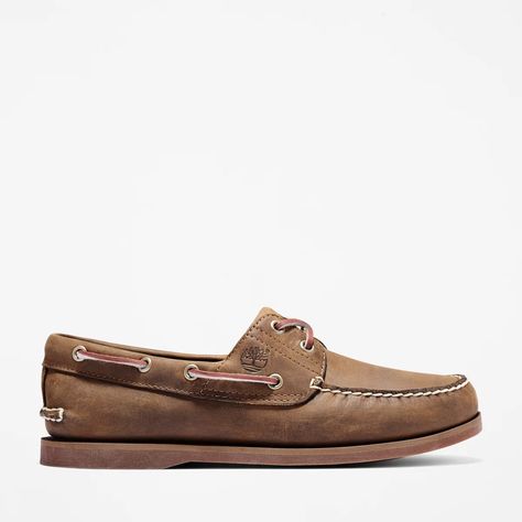 Timberland Icon 2-Eye Boat Shoe | Gaucho Roughcut Smooth (Model TB 01001R214)⁠ ⁠ Classic footwear for sailing on the high seas, but also great for off-duty days in town, these nautical-inspired men’s shoes are reliable and comfortable. Built from quality leathers with patented foam cushioning, the smart finish of these classic deck shoes is augmented by a delightfully soft fit. Slippery surfaces either on deck or on the street are less of a worry with a siped rubber outsole for maximum tracti... Timberland Casual Shoes, Timberland Classic Boat Shoes, Brown Timberlands, Timberland Classic, Shoe For Men, Classic Boat, Leather Boat Shoes, Sustainable Leather, Deck Shoes