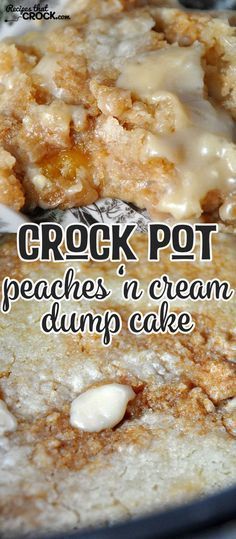 Need a dessert that is delicious and simple? Then you don't want to miss this Crock Pot Peaches 'n Cream Dump Cake! Oh. My. Yum! Cake Collage, Crockpot Cake, Crockpot Desserts, Pot Cake, Dump Recipes, Instant Family, Slow Cooker Recipes Dessert, Crockpot Dessert Recipes, Crock Pot Food