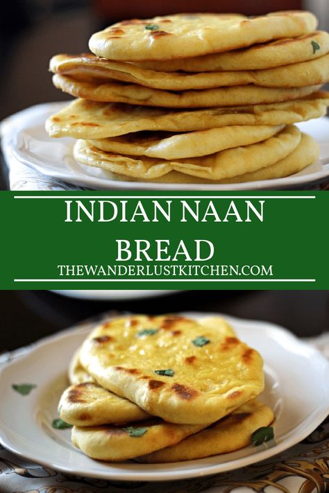 This Indian Naan Bread recipe is incredibly easy to make at home and the result is a soft and delicious Indian bread that you can have as a side to many meals. Baked Naan Bread, Indian Naan Bread Recipe, Easy Homemade Naan, Indian Naan, Make Naan Bread, How To Make Naan, Naan Bread Recipe, Homemade Naan, Indian Breads