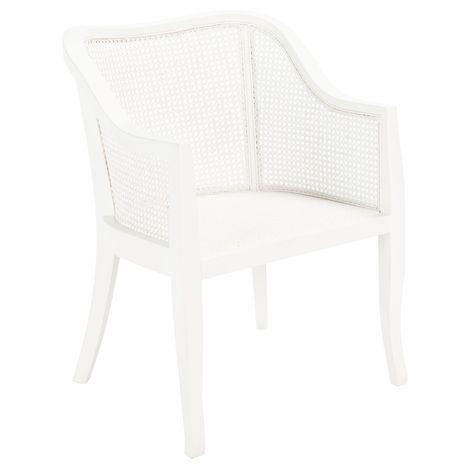 SAFAVIEH Maika Cane Dining Chair - 23.6" x 23.8" x 32.7" - Bed Bath & Beyond - 28556397 White Elm, White Cane, Cane Dining Chairs, Mismatched Dining Chairs, Clean Wood, Spindle Dining Chair, Painted Chair, Cane Dining Chair, White Dining Chairs