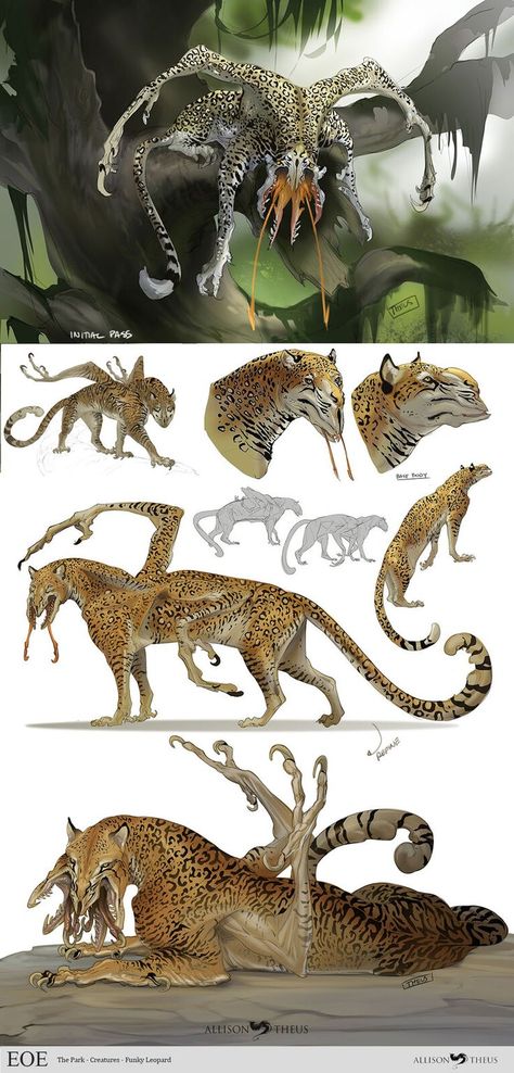 ArtStation - EOE: The Park, Allison Theus | Monster concept art, Fantasy creatures art, Mythical creatures art Fantasy Humanoid Creatures, Animalistic Poses, Cyberpunk Ttrpg, Arcane Magic, Speculative Biology, Two Animals, Kinds Of Animals, Dinosaur Sketch, Mythical Animals