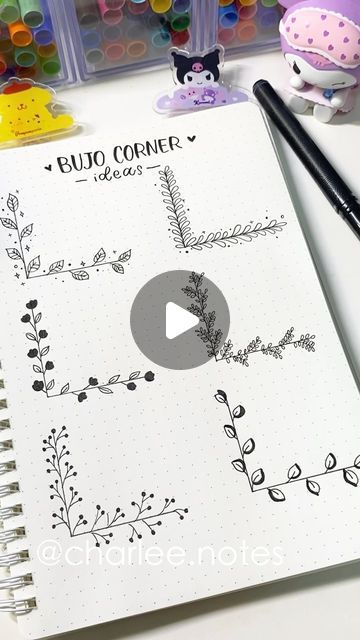 Design For Notes Ideas Easy, Note Doodle Ideas, Doodle Corner Ideas, Doodle Corner Borders, Drawing Ideas Easy Doodles Art Journals Simple, Easy Aesthetic Drawing Ideas, Illustration Board Design Ideas, Corner Designs Border, Border Ideas Aesthetic