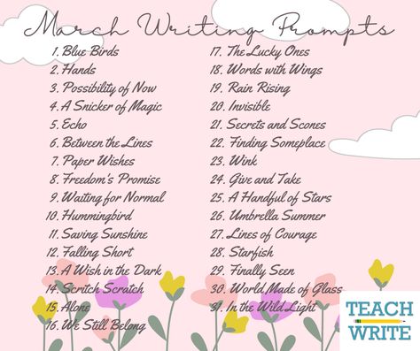 Writing Prompts Monthly, March Writing Prompts, March Writing, Summer Umbrella, Daily Writing Prompts, Give And Take, The Lucky One, Daily Writing, Book Writing