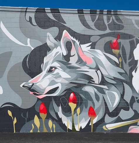 Emoji Characters, Graff Art, Wolf Images, Greensboro North Carolina, Public Artwork, Graffiti Murals, Street Graffiti, Murals Street Art, Awesome Things