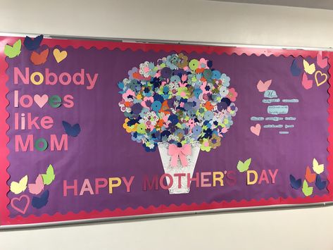 Mother’s Day Church Bulletin Board, Mother’s Day Bulletin Board Idea, Mother's Day Board Decoration Ideas, Mothers Day Bulletin Board Ideas, Class Bulletin Boards, Bird Quilt Blocks, Mother's Day Theme, Infant Classroom, Church Bulletin Boards