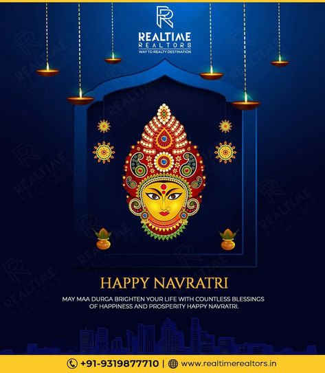 May Maa Durga brighten your life with countless blessings of happiness and prosperity *Happy Navratri* . #happynavratri #navratri #festival #maadurga #shailputrimaa #realtimerealtors #realestatecompany #gurugram Happy Navratri Creative Ads, Navratri Poster Design, Navratri Messages, Navratri Wishes Images, Navratri Poster, Side Table Decor Living Room, Navratri Ideas, Wedding Planner Business Card, Happy Navratri Wishes