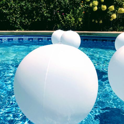 Evening Pool Party, Floating Pool Decorations, Solar Pool Lights, Pool Decorations, Pool Candles, Floating Pool Lights, Big Swimming Pools, Orb Light, Outdoor Party Lighting