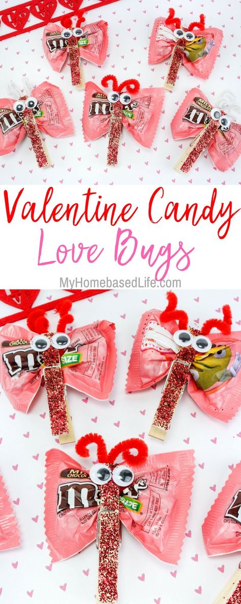 Valentine Easy Crafts, Love Bugs Craft, Bugs Craft, Saint Valentin Diy, Valentines Bricolage, Easy Valentine Crafts, Valentine Gifts For Kids, Bug Crafts, Valentine's Day Crafts For Kids