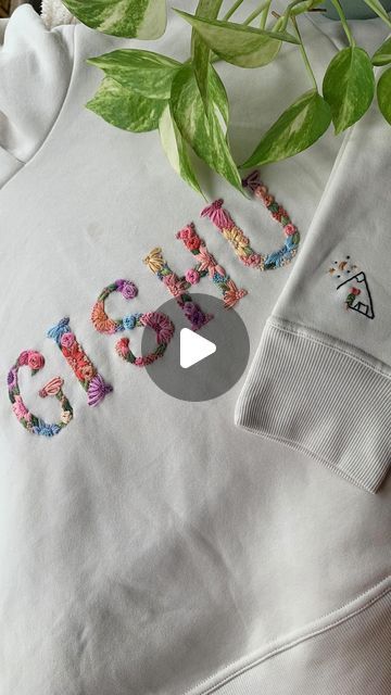 Embroidered Hoodie Diy, Embroidery On Hoodies, Hoodie Embroidery, Embroidered Initials, Diy Sweatshirt, Embroidery Hoodie, Embroidered Hoodie, Custom Hoodies, Embroidered Tshirt