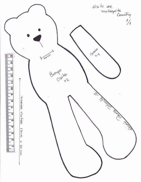 Printable Stuffed Animal Patterns, Teddy Bear Sewing Pattern Free Printable, Soft Toy Patterns Free Templates, Stuffed Animal Patterns Free Templates, Teddy Bear Template, Bear Patterns Free, Teddy Bear Sewing Pattern, Sewing Templates, Soft Toy Patterns