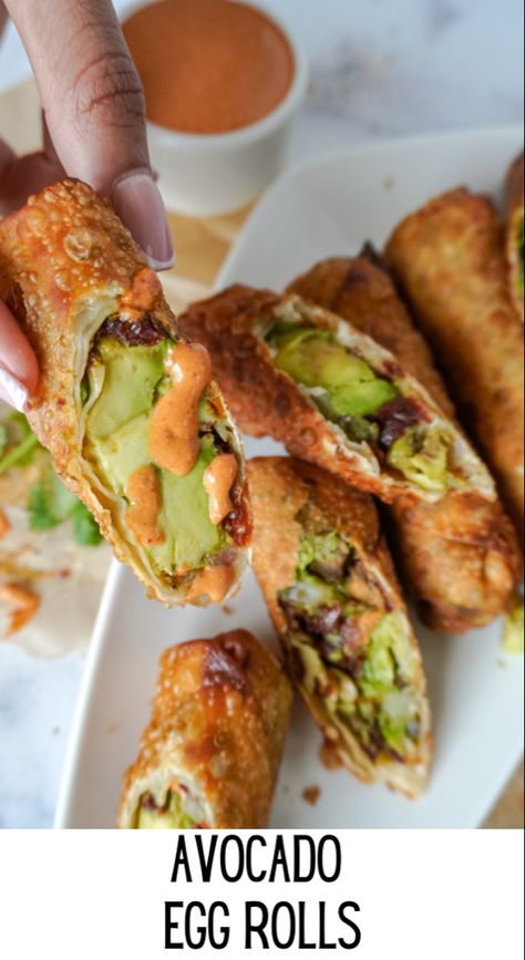 Guacamole Egg Rolls, Avocado Rolls Recipe, Vegetarian Eggrolls Recipes, Cheesecake Factory Avocado Egg Rolls Sauce, Healthy Egg Roll Wrapper Recipes, Bjs Avocado Egg Rolls Recipe, Cpk Avocado Egg Rolls Recipe, Baked Avocado Recipes, Recipes With Avacacado