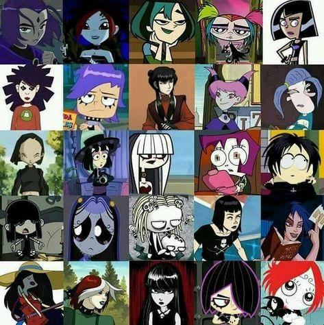 -Raven Alternative Cartoon Characters, Halloween Characters Movie, Black Haired Cartoon Characters, Emo Characters Cartoon, Cartoon Characters With Black Hair, Goth Cartoon Characters, Tv Cartoon Characters, Emo Cartoon, Goth Characters