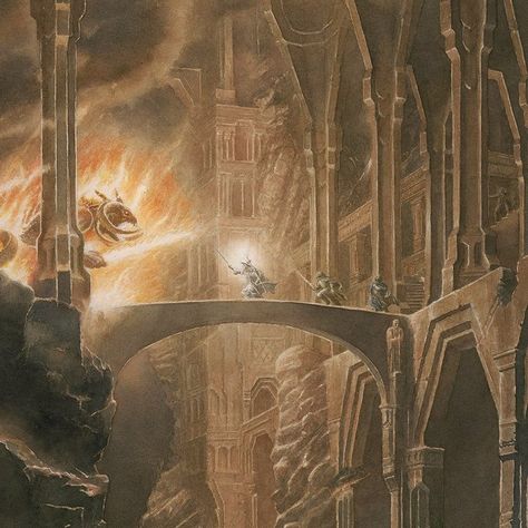 Ozymandias𓆏 on X: "Alan Lee Bridge of Khazad-dûm https://t.co/MlxJY2hY94" / X Alan Lee Art, Tolkien Artwork, Lotr Tattoo, Alan Lee, John Howe, Middle Earth Art, Tolkien Art, Lotr Art, Heroic Fantasy