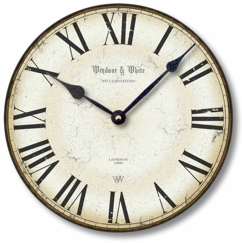 Amazon.com - Item C8114 Vintage Style 12 Inch Roman Numerals Clock - Wall Clocks Old Fashioned Clock, Roman Clock, Clock Drawings, Roman Numeral Clock, Farmhouse Wall Clocks, Clock Tattoo Design, Traditional Wall Clocks, Small Clock, Clock Painting