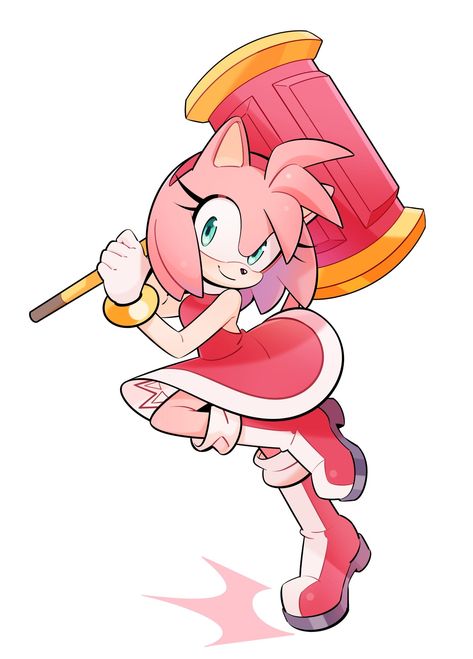 Amy Rose Tarot Cards, Amy Rose Hammer, Sonic Ocs, Naruto Y Hinata, Sonic Fanart, Shadow And Amy, Amy The Hedgehog, Rose Tutorial, Sonic Characters