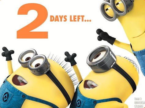 Minions countdown via www.Facebook.com/DespicableMe 2 More Days Countdown, Days To Go Countdown, Kids Come First, 2 Days Left, 2 More Days, Summer Menu, Day Countdown, Day Left, Word Pictures