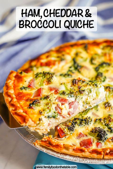 Leftover Ham Quiche Recipes, Ham Cheese Broccoli Quiche, Ham And Brocolli Quiche, Quiche Ham Broccoli Cheese, Quiche Recipes Premade Crust, Ham And Broccoli Quiche Recipes, Broccoli Ham Quiche Recipes, Broccoli Ham And Cheese Quiche, Brocolli Quiche Recipes