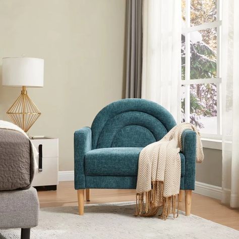 Ebern Designs Conferina Upholstered Accent Chair & Reviews - Wayfair Canada Turquoise Accent Chair, Colour Turquoise, Cozy Nest, Upholstered Armchair, Upholstered Accent Chairs, Bedroom And Office, Living Room Furniture Chairs, Green Chair, Color Turquoise