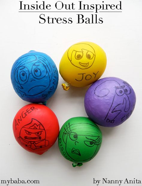 Inside Out Party Ideas, Diy Stressball, Inside Out Emotions, Movie Crafts, Emotions Activities, Disney Inside Out, One Balloon, Sensory Bottles, Scout Ideas