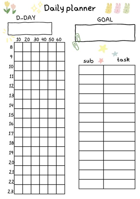 Planer For Study Cute, Korean Planner Template, Korean Daily Planner, Korean Study Plan, Korean Study Schedule, Korean Study Planner Printable, Korean Study Planner, Korean Planner, Study Planner Printable Free