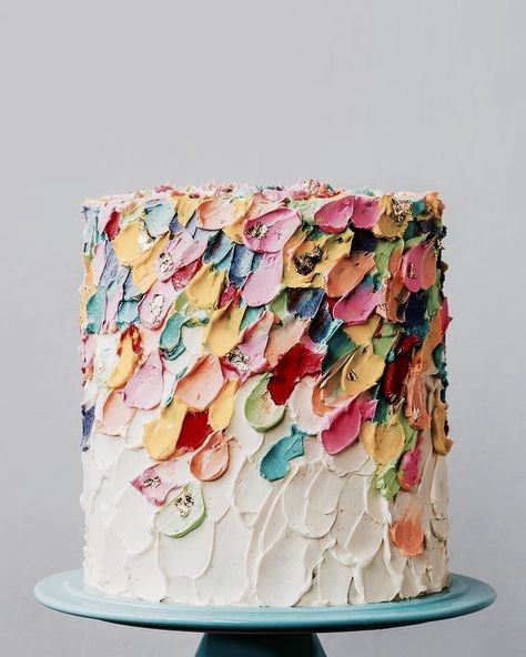 Painted Cake, Painted Cakes, Dessert Bar, Water Colors, 자수 디자인, Vegan Cake, White Cake, Fancy Cakes, Wedding Cake Designs