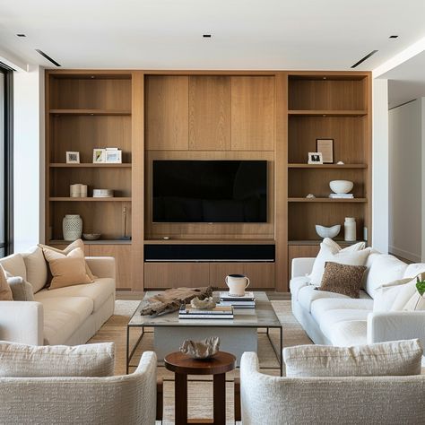 Tv Wall Unit Designs, Built In Tv Wall Unit, Contemporary Home Design, Interior Deisgn, Luxury Villa Design, Modern Wall Units, Wall Unit Designs, Built In Entertainment Center, Living Room Built Ins